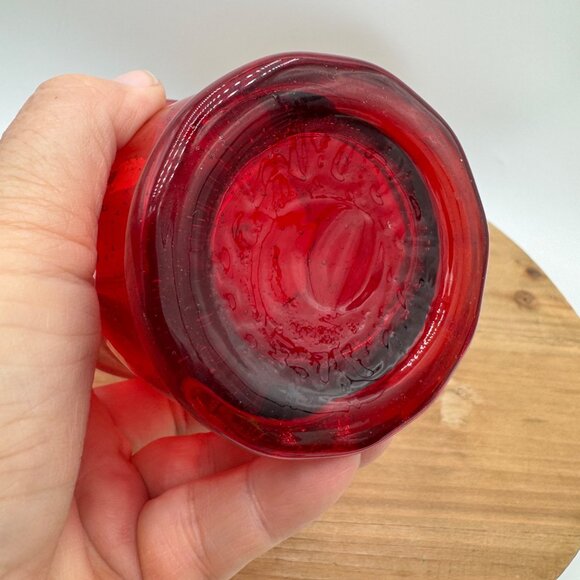 Ruby Red Hurricane Glass Vase Candle Holder Flare Top Holiday Decor - Picture 6 of 9